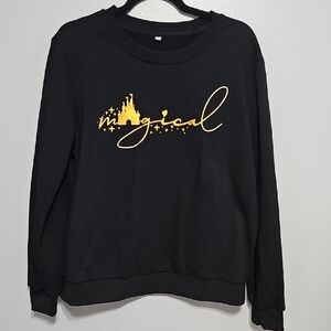 Black Sweatshirt with Gold Disney Magical Print Xl
